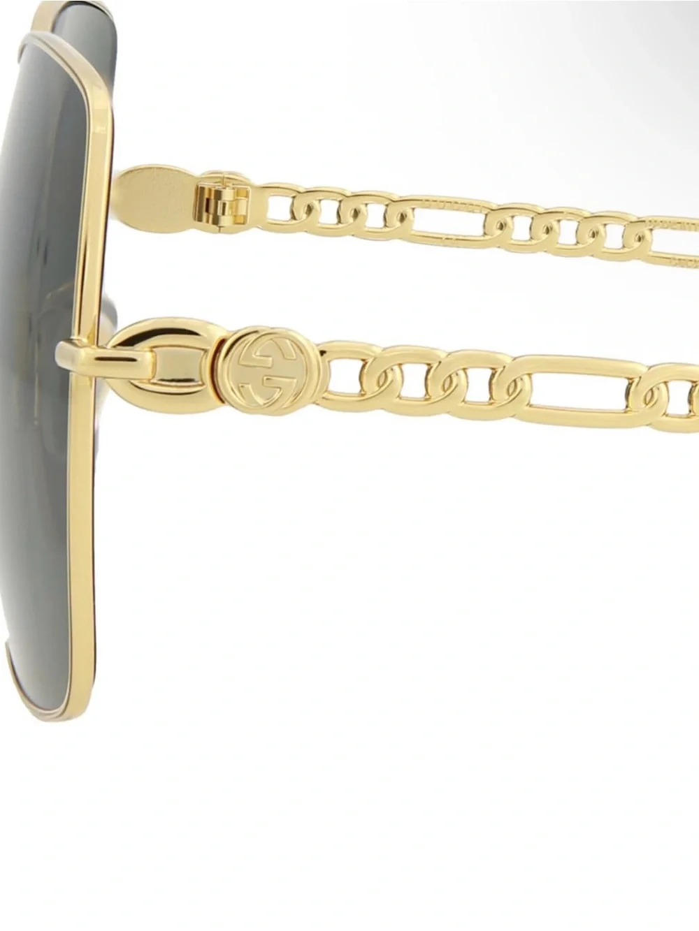 Gucci Gold Metal Square Sunglasses with Dark Gray Lenses